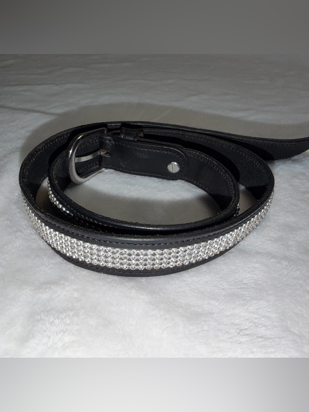 USG Princess Black Leather Equestrian Belt with Rhinestones - 26” Horse Riding